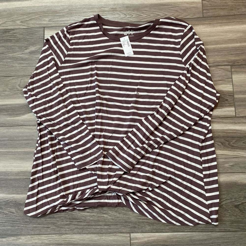24/7 by Maurices Plus Size Striped Knot Hem Long Sleeve Tee